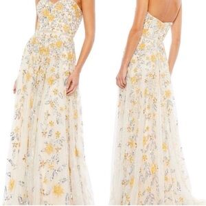 Mac Duggal Strapless Floral Sequin Gown